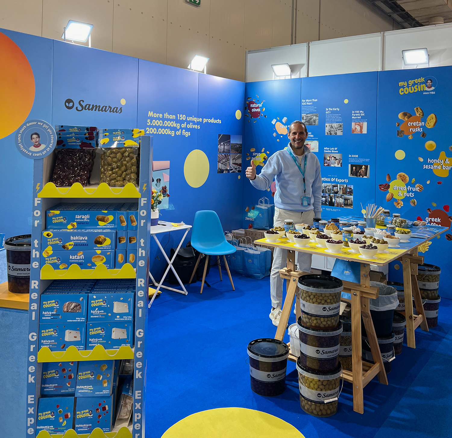 Rose Samaras at the My Greek Cousin booth during FoodExpo 2024